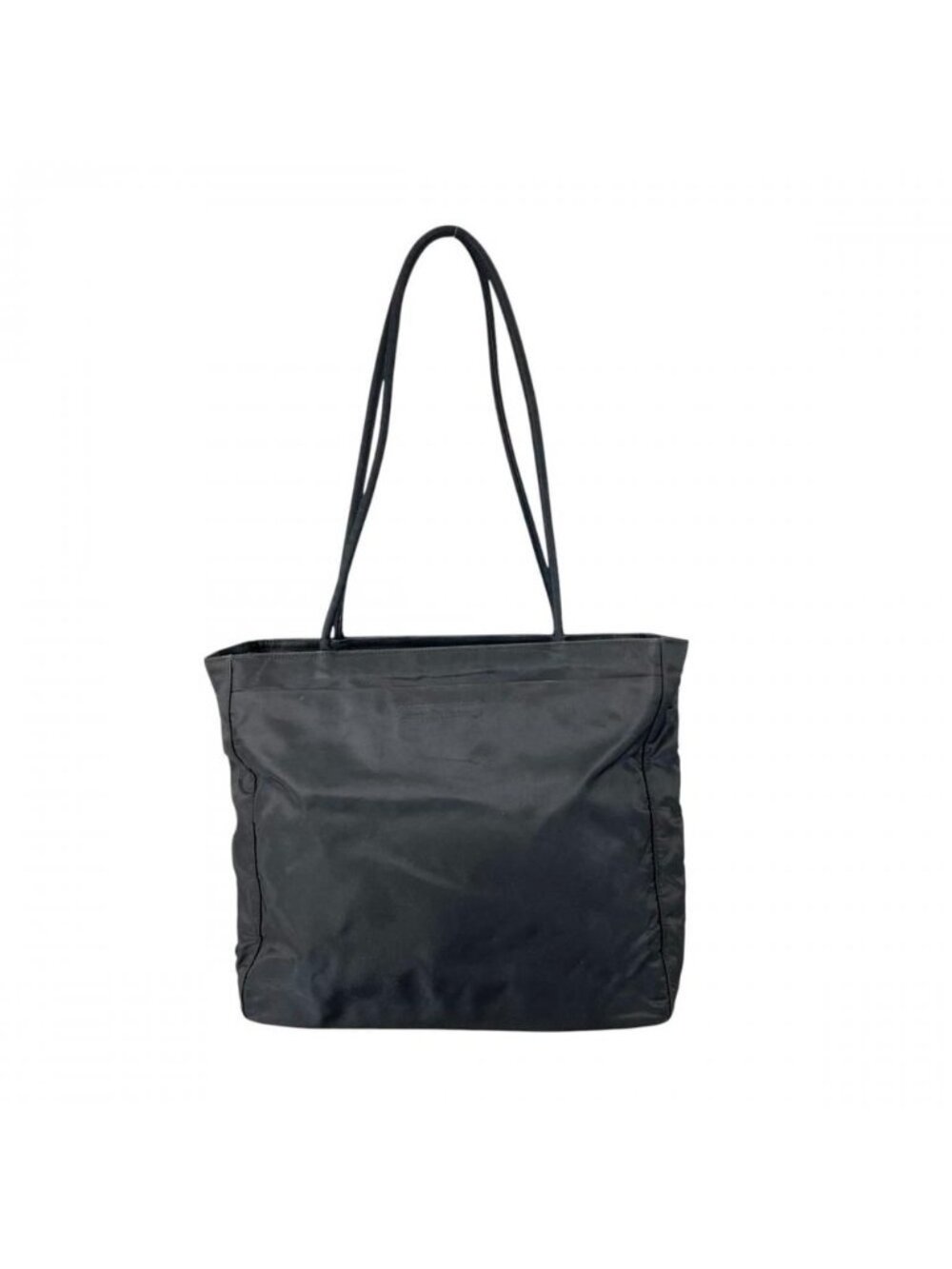 Prada Tote Triangle Logo Shoulder Nylon Black Silver
